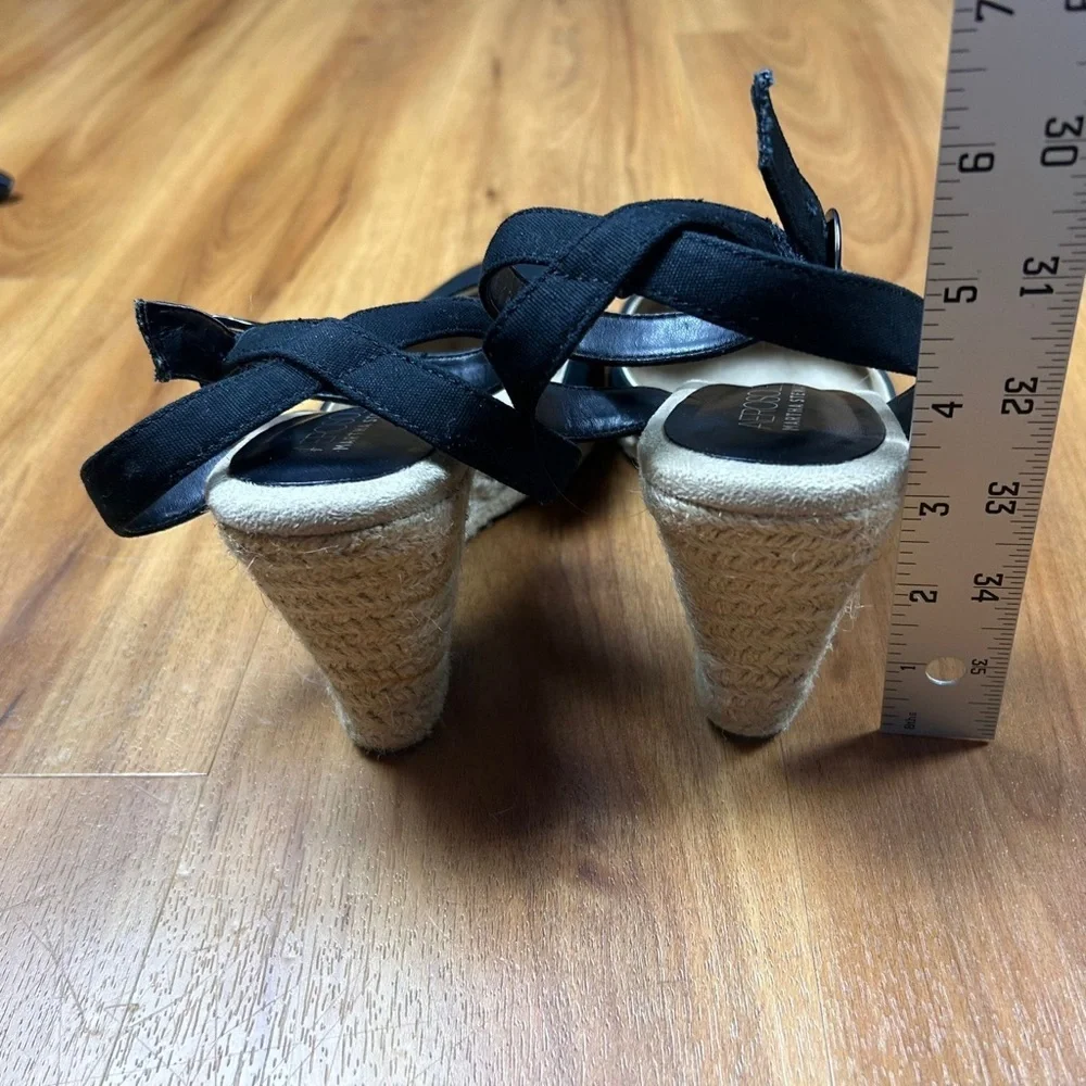 AEROSOLES Black‎ and Cream Espadrille Wedge Sandals